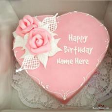 Heart Birthday Cake Edit Name Photo