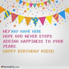 Write Name On Happy Birthday Wishes For Niece